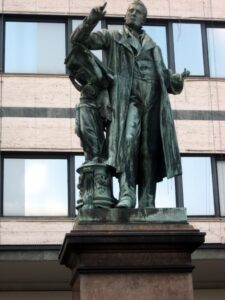 Statue of Louis Spohr in conducting pose in Kassel
