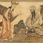14th century Islamic art showing Muhammad receiving Quranic revelation from the angel Gabriel