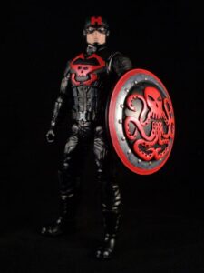 Figurine of Captain America with Hydra costume and shielf