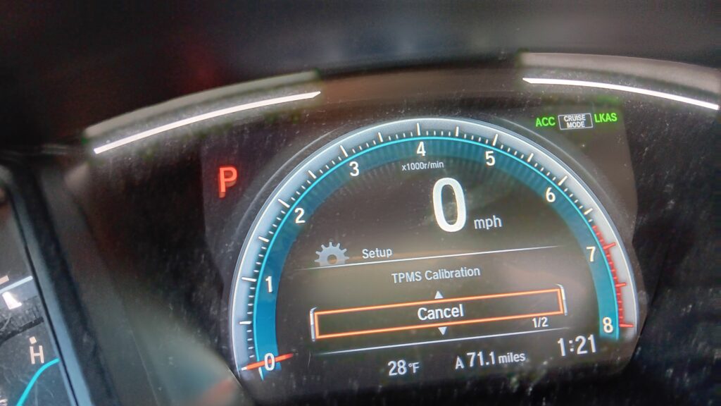 Honda dashboard showing "Cancel"